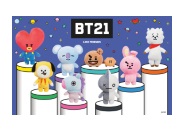 Die LINE FRIENDS mit den Mitgliedern der erfolgreichen koreanischen Boyband BTS