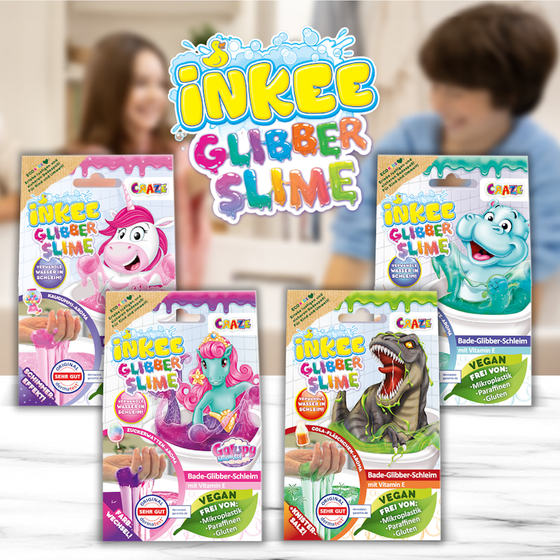 Endlich auch in der Badewanne matschen und schleimen? Kein Problem mit Inkee Glibber Slime!