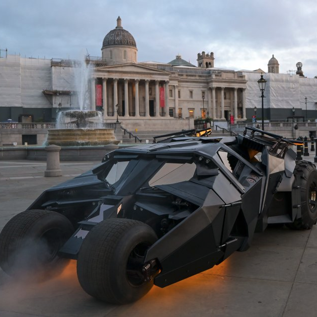 Batman's Tumbler Rolls into Trafalgar Square for the Launch of 'Batman Unmasked