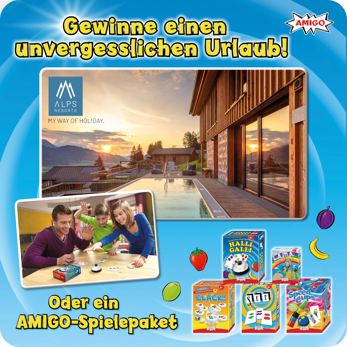 AMIGO stattet ALPS RESORTS-Unterkünfte mit Spielen aus