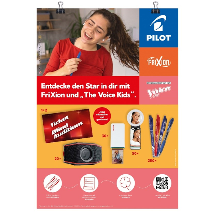 Pilot Pen Deutschland ist wieder offizieller Partner von "The Voice Kids"