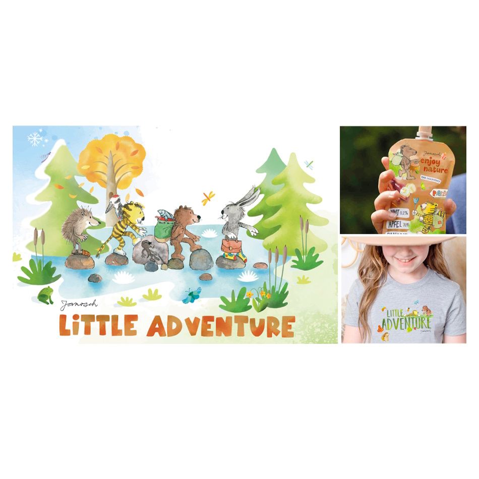 Entdecken Sie mit Janosch's neuem Styleguide 'LITTLE ADVENTURE' die zauberhafte Welt von Kleinem Tiger und Kleinem Bär: