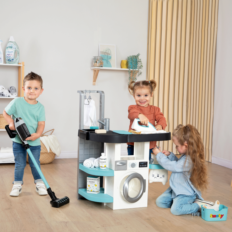 Für kleine Putzprofis: Die Smoby Waschküche "Rowenta Wash&Clean" Saugen, Waschen, Bügeln
