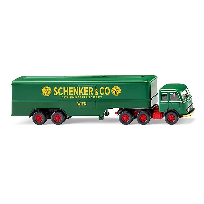 Der WIKING Koffersattelzug (MB LPS 333) „Schenker & Co. Wien“ ist bald verfügbar!